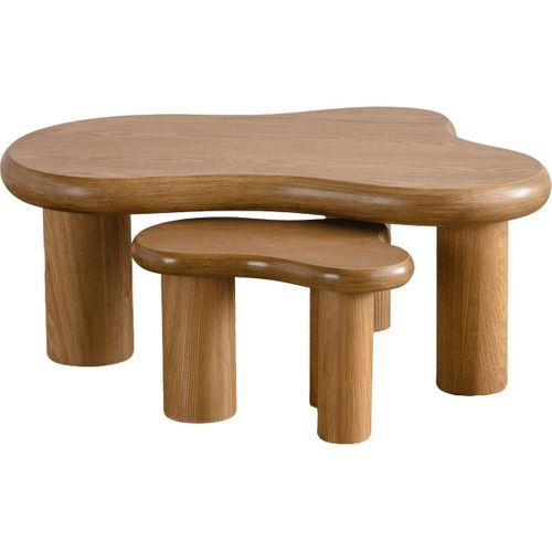 Lot De 2 Tables Basses Organiques Gigognes En Bois - Wave
