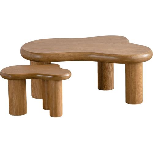 Lot De 2 Tables Basses Organiques Gigognes En Bois - Wave