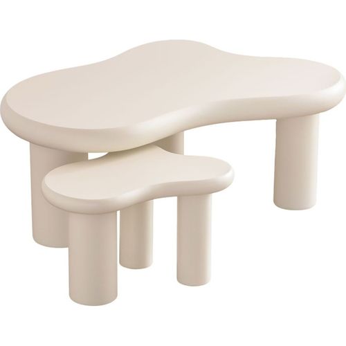 Lot De 2 Tables Basses Organiques Gigognes Beige - Wave