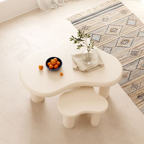 Lot De 2 Tables Basses Organiques Gigognes Beige - Wave