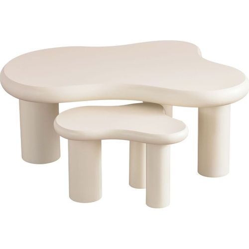 Lot De 2 Tables Basses Organiques Gigognes Beige - Wave