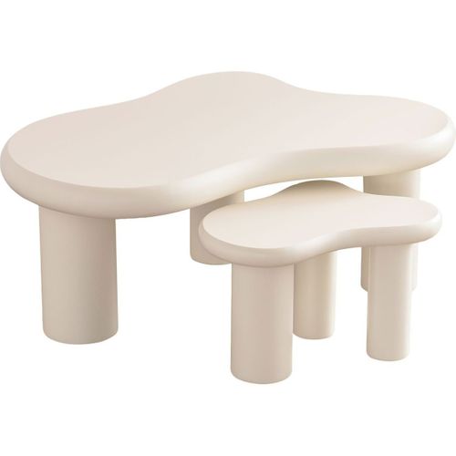 Lot De 2 Tables Basses Organiques Gigognes Beige - Wave