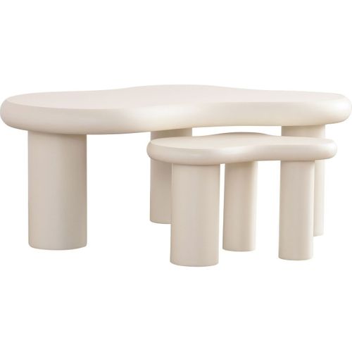 Lot De 2 Tables Basses Organiques Gigognes Beige - Wave