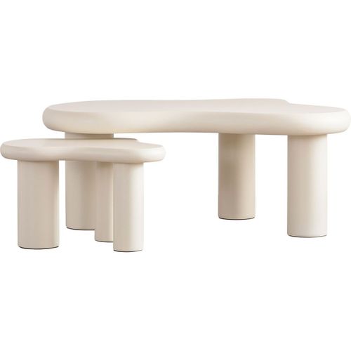 Lot De 2 Tables Basses Organiques Gigognes Beige - Wave