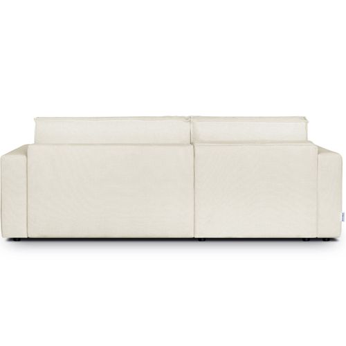 Canapé D'angle à Gauche Convertible 3 Places En Tissu Chenille Beige - Asti