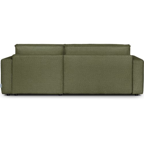 Canapé D'angle à Droite Convertible 3 Places En Tissu Bouclé Vert Olive - Asti