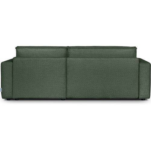 Canapé D'angle à Droite Convertible 3 Places En Tissu Bouclé Vert Foncé - Asti