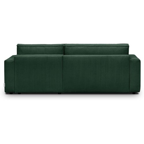 Canapé D'angle à Droite Convertible 3 Places En Velours Côtelé Vert - Asti