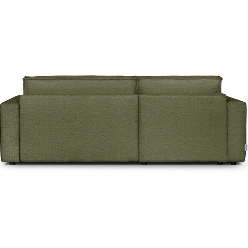 Canapé D'angle à Gauche Convertible 3 Places En Tissu Bouclé Vert Olive - Asti