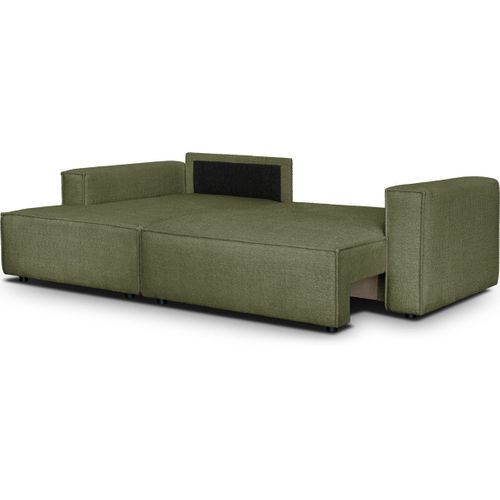 Canapé D'angle à Gauche Convertible 3 Places En Tissu Bouclé Vert Olive - Asti