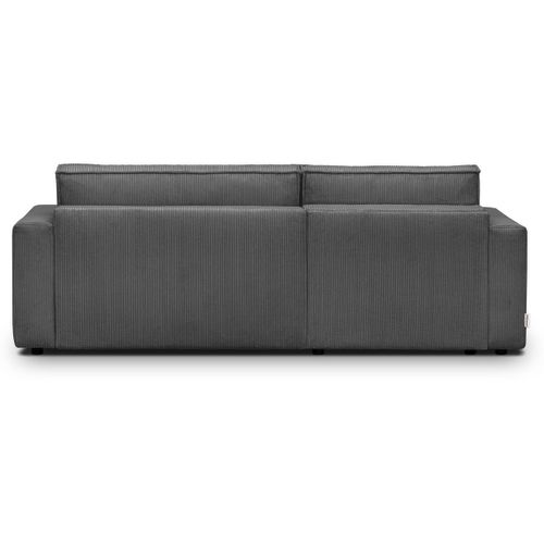 Canapé D'angle à Gauche Convertible 3 Places En Velours Côtelé Gris Anthracite - Asti