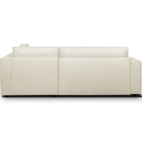 Canapé D'angle Ouvert à Droite Convertible 3 Places En Velours Côtelé Beige - Emma