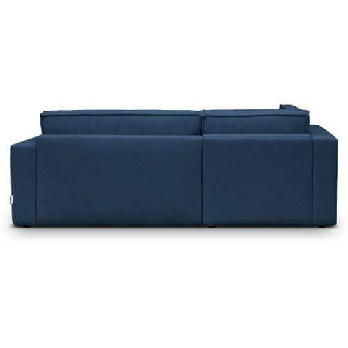 Canapé D'angle Ouvert à Droite Convertible 3 Places En Tissu Bouclé Bleu Foncé - Emma