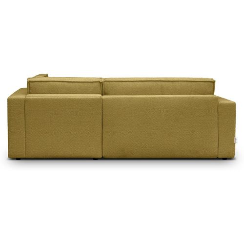 Canapé D'angle Ouvert à Droite Convertible 3 Places En Tissu Bouclé Jaune Moutarde - Emma