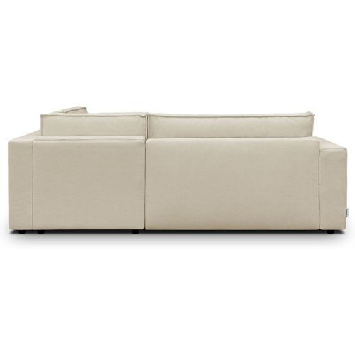 Canapé D'angle Ouvert à Droite Convertible 3 Places En Tissu Chenille Beige Foncé - Emma