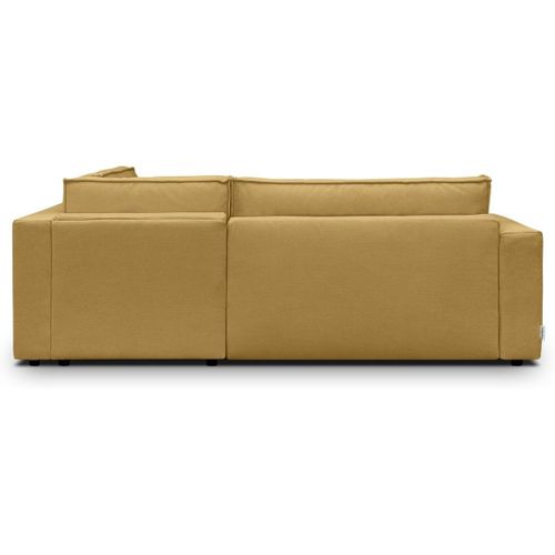 Canapé D'angle Ouvert à Droite Convertible 3 Places En Tissu Chenille Jaune Moutarde - Emma