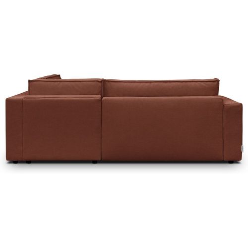 Canapé D'angle Ouvert à Droite Convertible 3 Places En Tissu Chenille Rouille - Emma