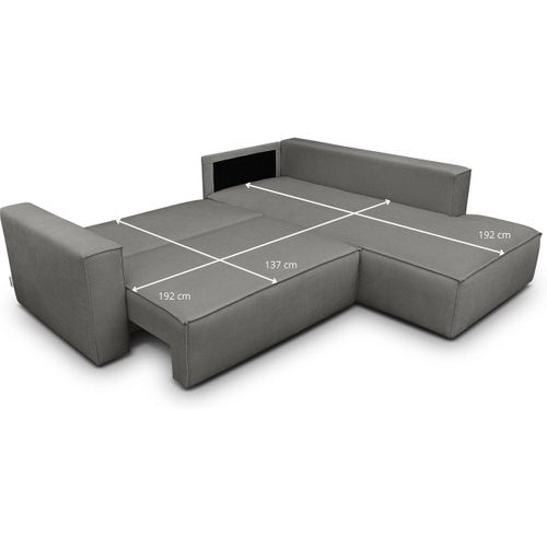 Canapé D'angle Ouvert à Droite Convertible 3 Places En Tissu Chenille Gris - Emma
