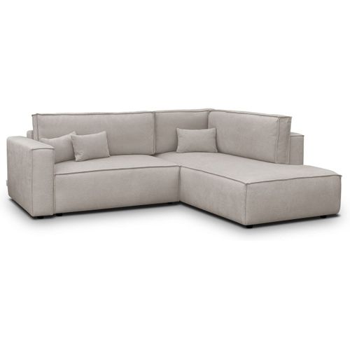 Canapé D'angle Ouvert à Droite Convertible 3 Places En Tissu Chenille Taupe - Emma