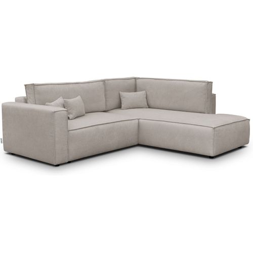 Canapé D'angle Ouvert à Droite Convertible 3 Places En Tissu Chenille Taupe - Emma