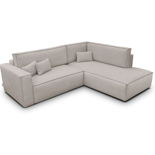 Canapé D'angle Ouvert à Droite Convertible 3 Places En Tissu Chenille Taupe - Emma