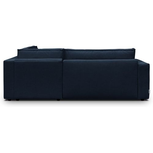 Canapé D'angle Ouvert à Droite Convertible 3 Places En Tissu Chenille Bleu Foncé - Emma