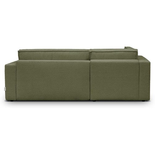 Canapé D'angle Ouvert à Gauche Convertible 3 Places En Tissu Bouclé Vert Olive - Emma