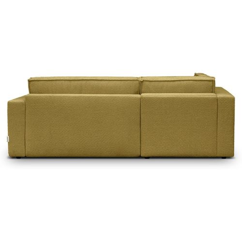 Canapé D'angle Ouvert à Gauche Convertible 3 Places En Tissu Bouclé Jaune Moutarde - Emma