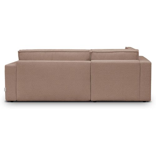 Canapé D'angle Ouvert à Gauche Convertible 3 Places En Tissu Bouclé Rose Poudré - Emma