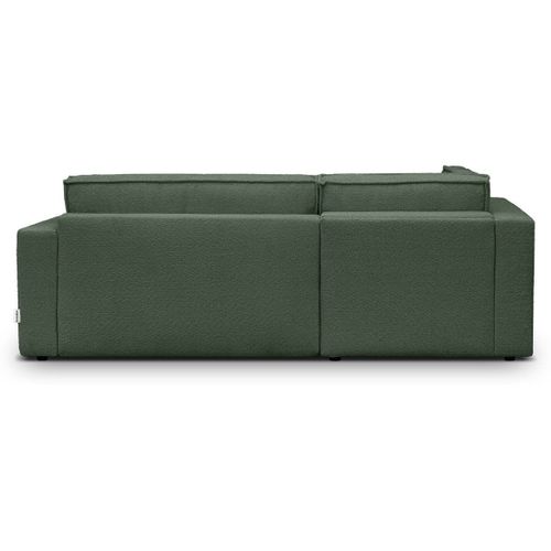 Canapé D'angle Ouvert à Gauche Convertible 3 Places En Tissu Bouclé Vert Foncé - Emma