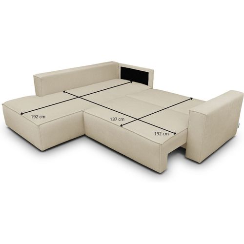 Canapé D'angle Ouvert à Gauche Convertible 3 Places En Tissu Chenille Beige Foncé - Emma