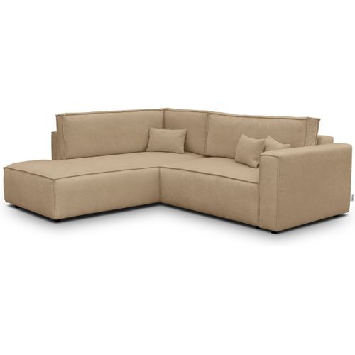 Canapé D'angle Ouvert à Gauche Convertible 3 Places En Tissu Chenille Moka - Emma