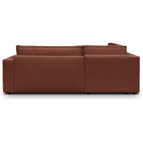 Canapé D'angle Ouvert à Gauche Convertible 3 Places En Tissu Chenille Rouille - Emma