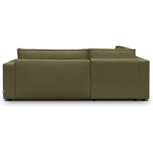 Canapé D'angle Ouvert à Gauche Convertible 3 Places En Tissu Chenille Vert Kaki - Emma