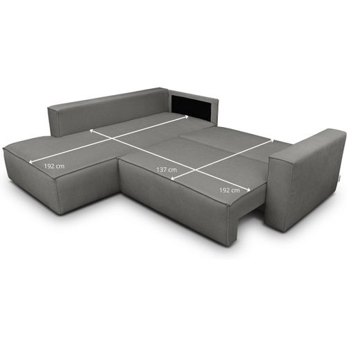 Canapé D'angle Ouvert à Gauche Convertible 3 Places En Tissu Chenille Gris - Emma