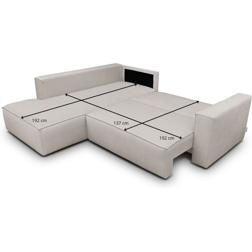 Canapé D'angle Ouvert à Gauche Convertible 3 Places En Tissu Chenille Taupe - Emma