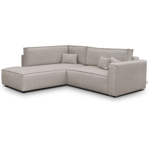 Canapé D'angle Ouvert à Gauche Convertible 3 Places En Tissu Chenille Taupe - Emma