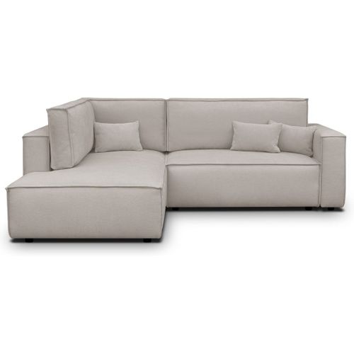 Canapé D'angle Ouvert à Gauche Convertible 3 Places En Tissu Chenille Taupe - Emma
