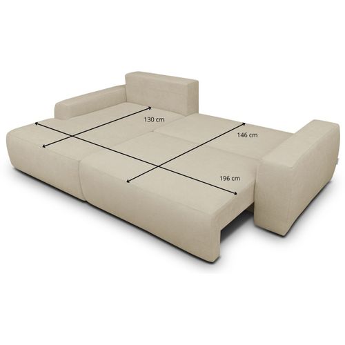 Canapé D'angle Gauche Convertible 3 Places En Tissu Chenille Beige Foncé - Sonny