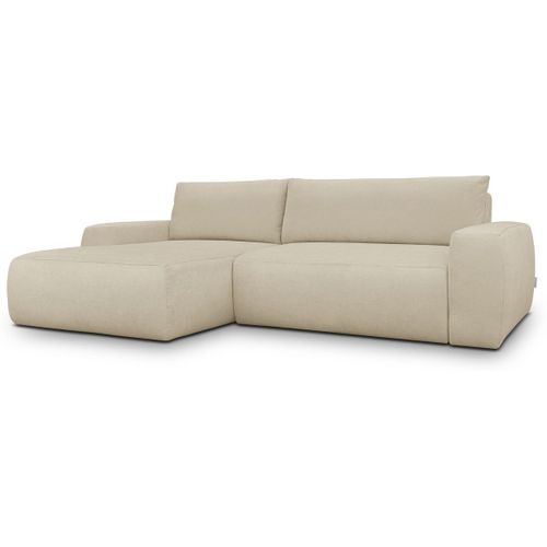 Canapé D'angle Gauche Convertible 3 Places En Tissu Chenille Beige Foncé - Sonny