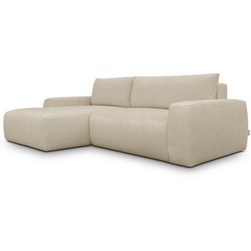 Canapé D'angle Gauche Convertible 3 Places En Tissu Chenille Beige Foncé - Sonny