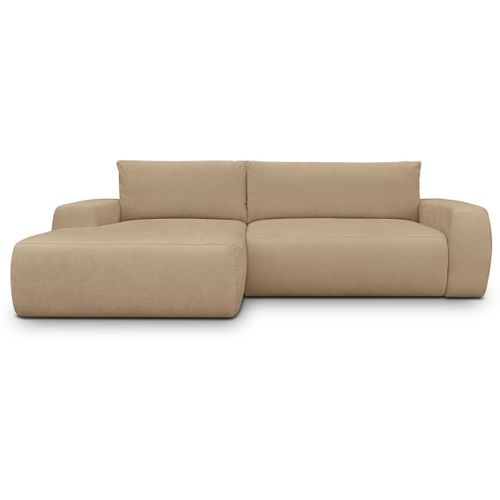 Canapé D'angle Gauche Convertible 3 Places En Tissu Chenille Moka - Sonny