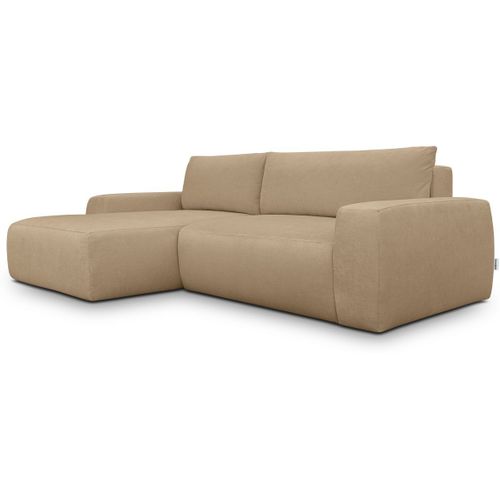 Canapé D'angle Gauche Convertible 3 Places En Tissu Chenille Moka - Sonny