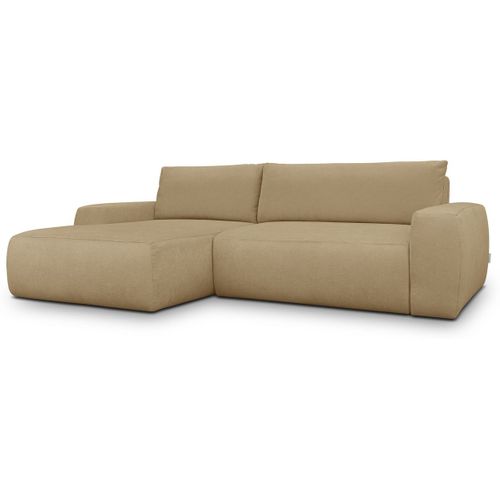 Canapé D'angle Gauche Convertible 3 Places En Tissu Chenille Miel - Sonny