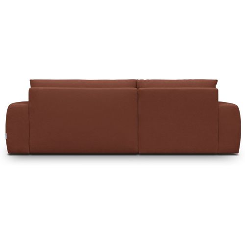 Canapé D'angle Gauche Convertible 3 Places En Tissu Chenille Rouille Foncé - Sonny