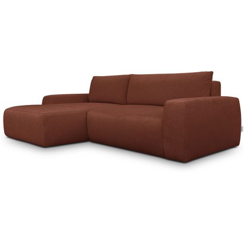 Canapé D'angle Gauche Convertible 3 Places En Tissu Chenille Rouille Foncé - Sonny