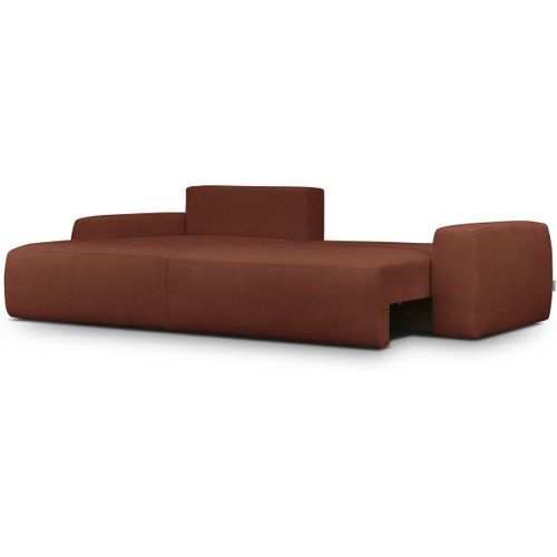 Canapé D'angle Gauche Convertible 3 Places En Tissu Chenille Rouille Foncé - Sonny