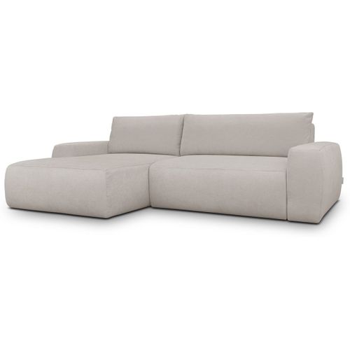 Canapé D'angle Gauche Convertible 3 Places En Tissu Chenille Taupe - Sonny