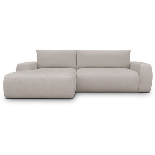 Canapé D'angle Gauche Convertible 3 Places En Tissu Chenille Taupe - Sonny