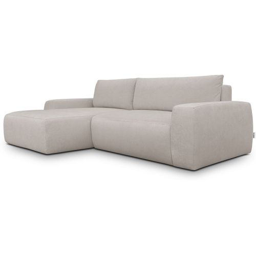 Canapé D'angle Gauche Convertible 3 Places En Tissu Chenille Taupe - Sonny